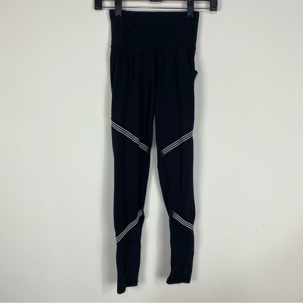 Adidas Black full length high waisted leggings side pockets running workout